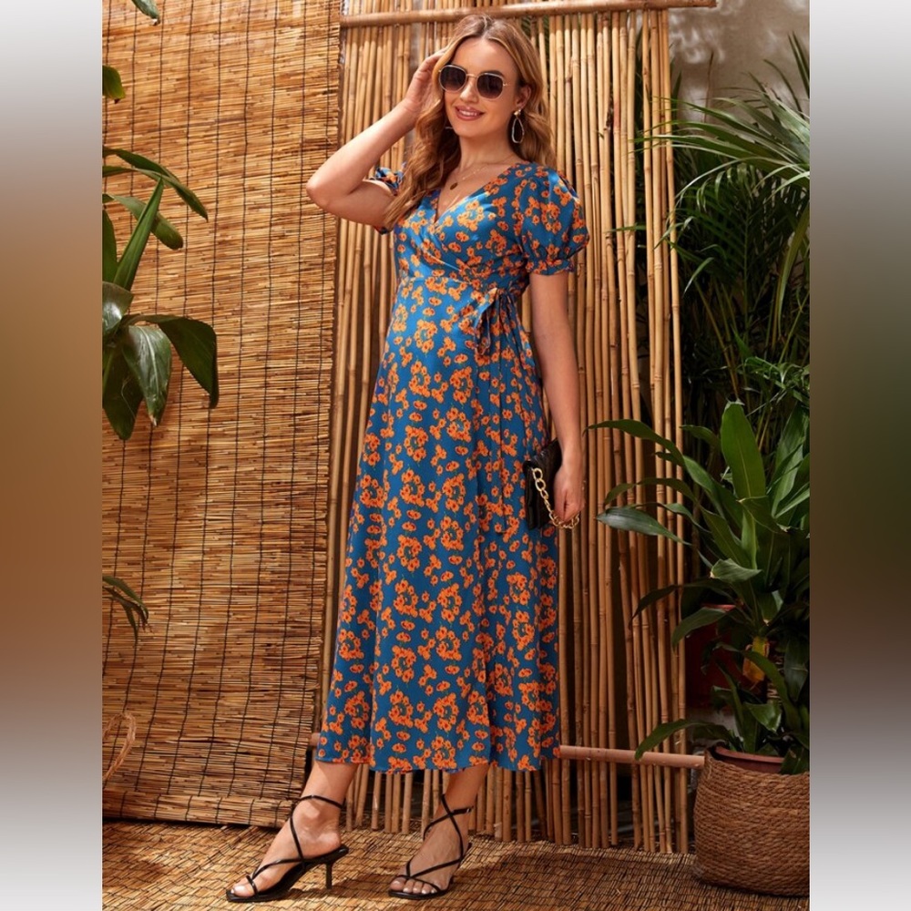 SHEIN Maternity Floral Wrap Dress